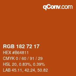 Color code: RGB 182 72 17 | qconv.com