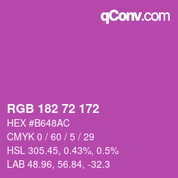 カラーコード: RGB 182 72 172 | qconv.com