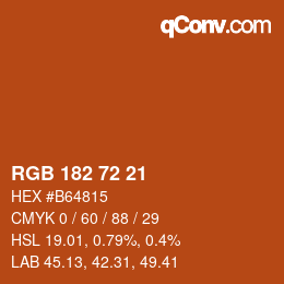 Color code: RGB 182 72 21 | qconv.com