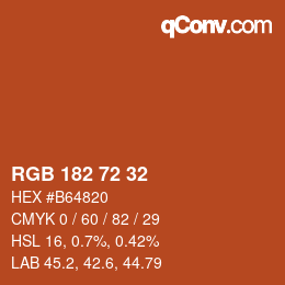カラーコード: RGB 182 72 32 | qconv.com