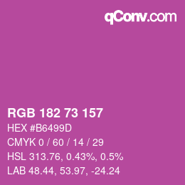颜色代码: RGB 182 73 157 | qconv.com