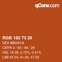 Color code: RGB 182 73 26 | qconv.com