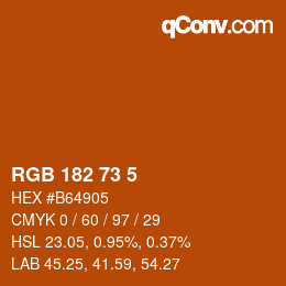 Color code: RGB 182 73 5 | qconv.com
