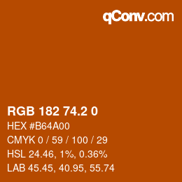 Color code: RGB 182 74.2 0 | qconv.com