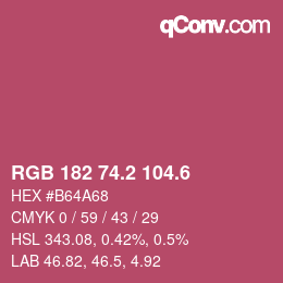 カラーコード: RGB 182 74.2 104.6 | qconv.com
