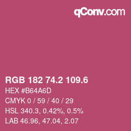 カラーコード: RGB 182 74.2 109.6 | qconv.com