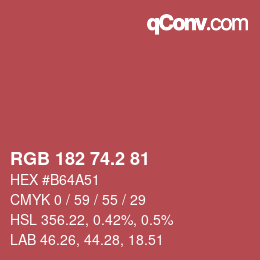 Color code: RGB 182 74.2 81 | qconv.com