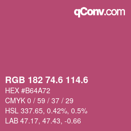 カラーコード: RGB 182 74.6 114.6 | qconv.com