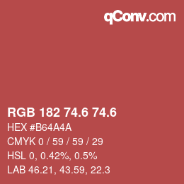 カラーコード: RGB 182 74.6 74.6 | qconv.com