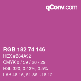 颜色代码: RGB 182 74 146 | qconv.com