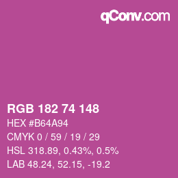 颜色代码: RGB 182 74 148 | qconv.com