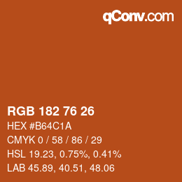 Color code: RGB 182 76 26 | qconv.com