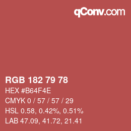 Color code: RGB 182 79 78 | qconv.com
