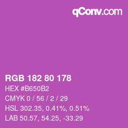 Color code: RGB 182 80 178 | qconv.com