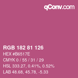 カラーコード: RGB 182 81 126 | qconv.com