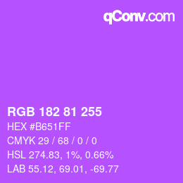 Color code: RGB 182 81 255 | qconv.com