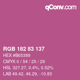 颜色代码: RGB 182 83 137 | qconv.com