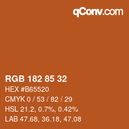 Color code: RGB 182 85 32 | qconv.com