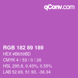 Color code: RGB 182 89 189 | qconv.com