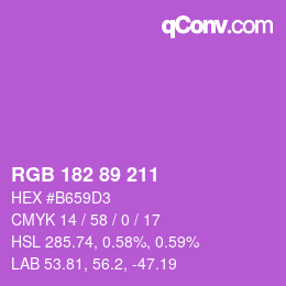 Color code: RGB 182 89 211 | qconv.com