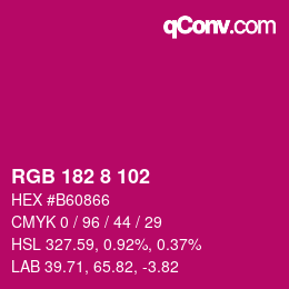 Farbcode: RGB 182 8 102 | qconv.com