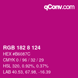 Color code: RGB 182 8 124 | qconv.com