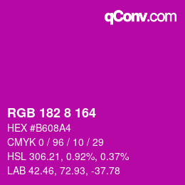 Color code: RGB 182 8 164 | qconv.com