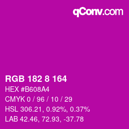 カラーコード: RGB 182 8 164 | qconv.com