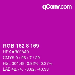 Color code: RGB 182 8 169 | qconv.com