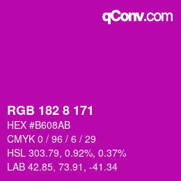 Color code: RGB 182 8 171 | qconv.com