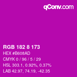 Color code: RGB 182 8 173 | qconv.com