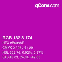 Color code: RGB 182 8 174 | qconv.com