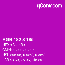 カラーコード: RGB 182 8 185 | qconv.com