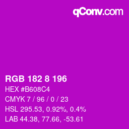 颜色代码: RGB 182 8 196 | qconv.com