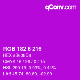 カラーコード: RGB 182 8 216 | qconv.com