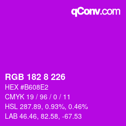 カラーコード: RGB 182 8 226 | qconv.com