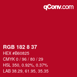 Farbcode: RGB 182 8 37 | qconv.com