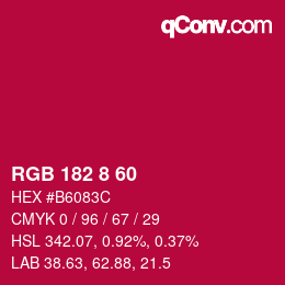 カラーコード: RGB 182 8 60 | qconv.com