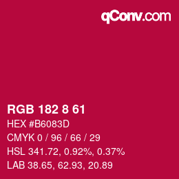 颜色代码: RGB 182 8 61 | qconv.com