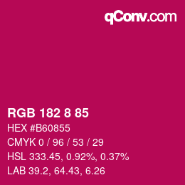 カラーコード: RGB 182 8 85 | qconv.com