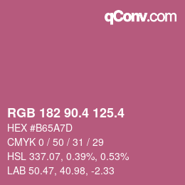カラーコード: RGB 182 90.4 125.4 | qconv.com