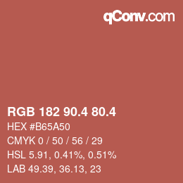 カラーコード: RGB 182 90.4 80.4 | qconv.com