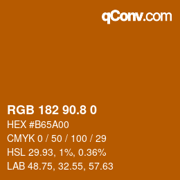 カラーコード: RGB 182 90.8 0 | qconv.com