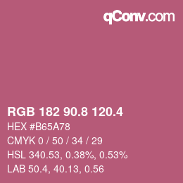 カラーコード: RGB 182 90.8 120.4 | qconv.com