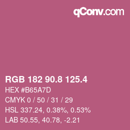 カラーコード: RGB 182 90.8 125.4 | qconv.com
