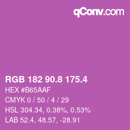 カラーコード: RGB 182 90.8 175.4 | qconv.com