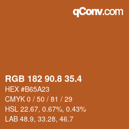 カラーコード: RGB 182 90.8 35.4 | qconv.com