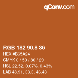 カラーコード: RGB 182 90.8 36 | qconv.com