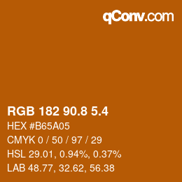 カラーコード: RGB 182 90.8 5.4 | qconv.com