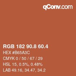カラーコード: RGB 182 90.8 60.4 | qconv.com